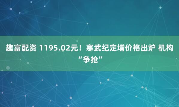 趣富配资 1195.02元！寒武纪定增价格出炉 机构“争抢”